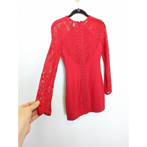 Guess Los Angeles Red Lace Bodycon Dress Small - Picture 5 of 14